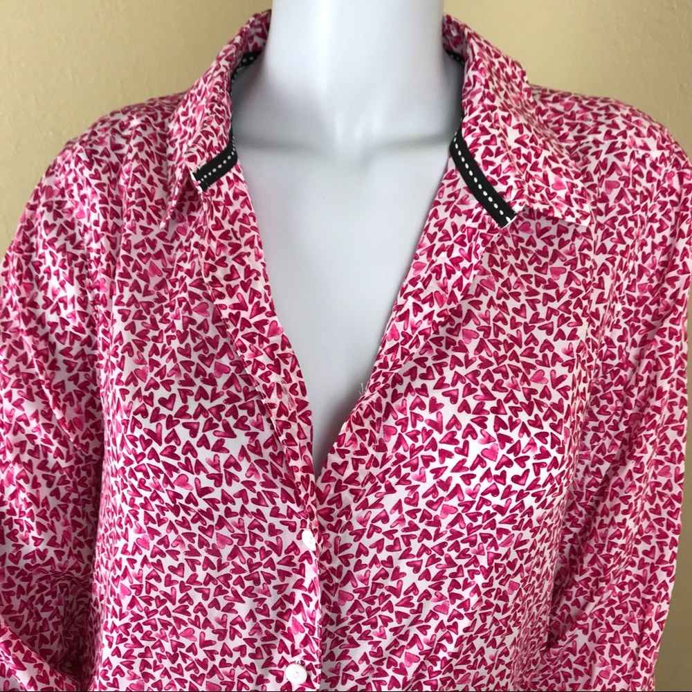 Foxcroft button blouse hearts Valentine’s Day 12